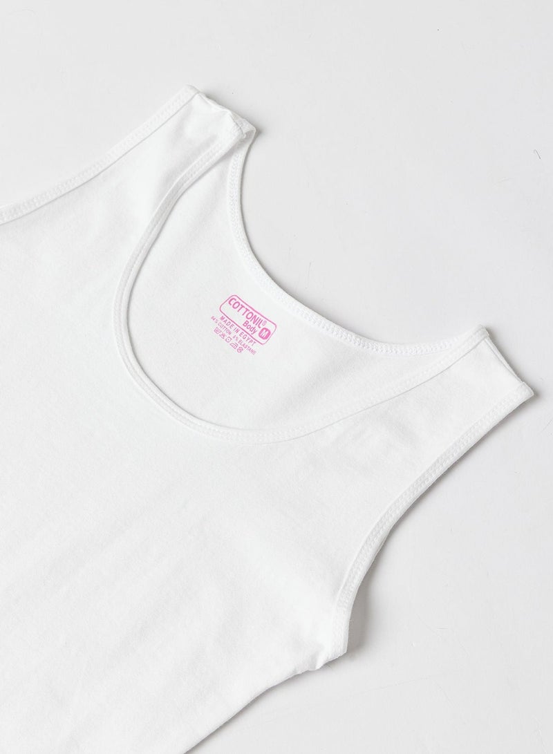 Cottonil Body Tank Top Cotton Lycra For Women - White - Image 5